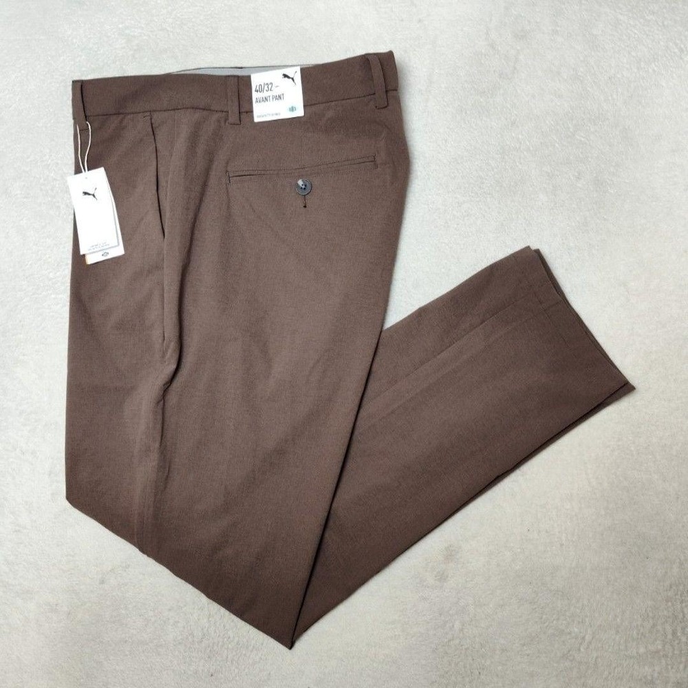 Puma Pants Mens 40x32 Brown Avant Pant Slim Microfiber Stretch 628847-05